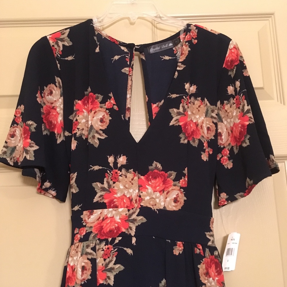 Navy floral romper dress